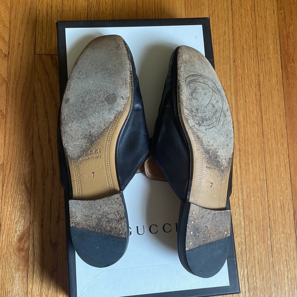 GUCCI Princetown Black Leather Slides - Picture 5 of 7